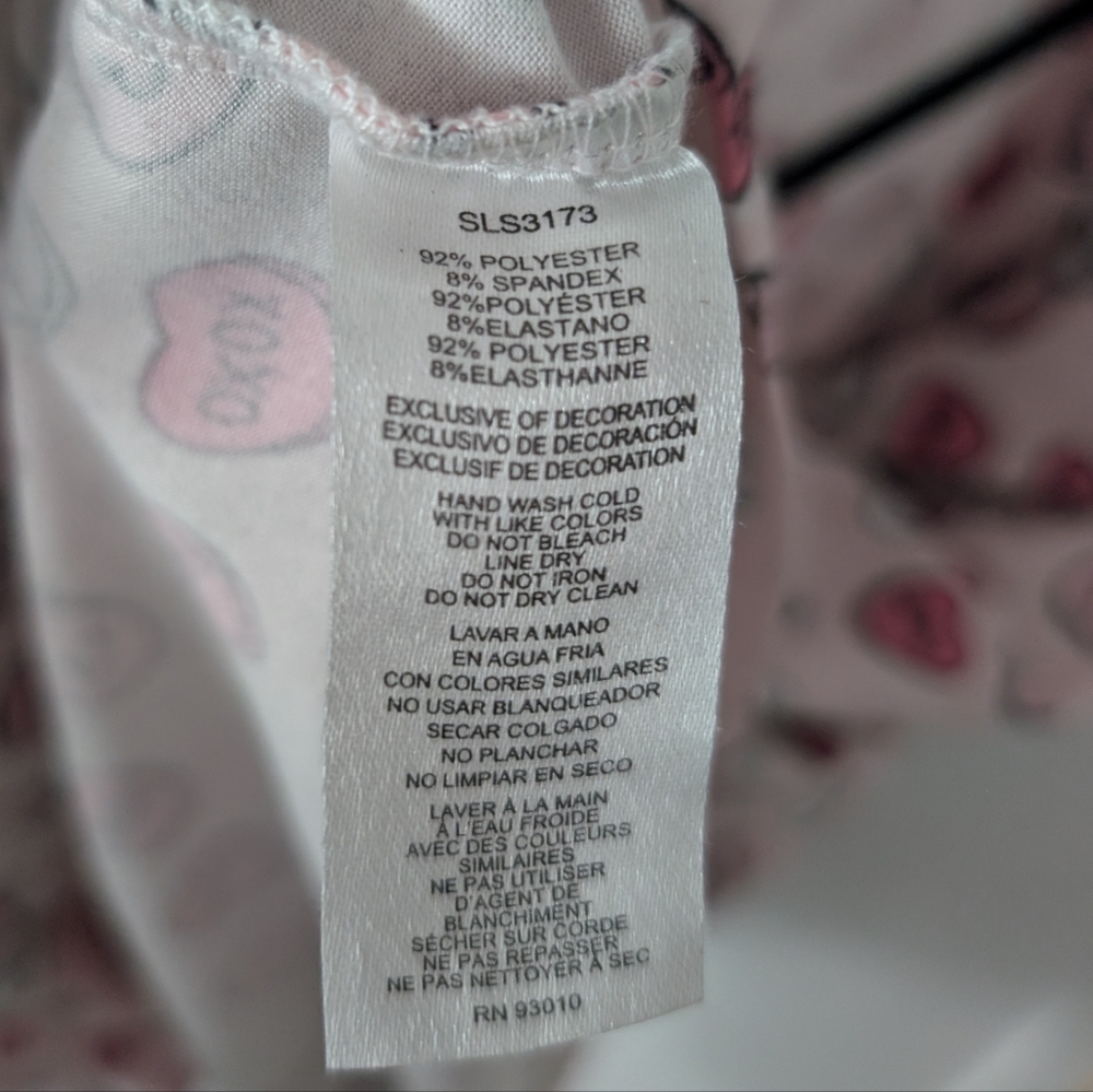 3 For $12 Clearance Sleep & Co Valentine's Candy Hearts Short Sleeve Pajama Top - Picture 4 of 4